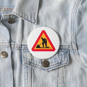 Baustellen-Vorwarnschild Bauzone Warnung Button