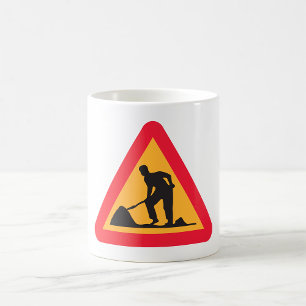 Baustellen-Vorwarnschild Bauzone Warnung Kaffeetasse