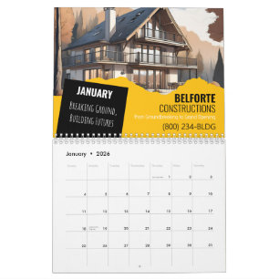 Baustellen-Wandkalender Gelber & schwarzer Kran Kalender