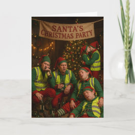 Baustellen-Weihnachtskarte - betrunkene Elfen! Karte