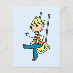 Baustellenarbeiter auf Hochhaus T-Shirts und Gesch Postkarte