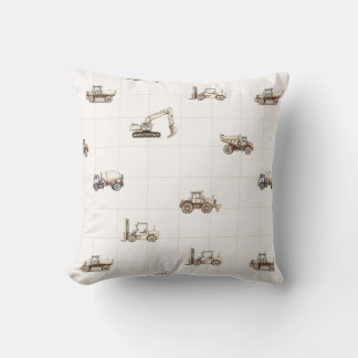 Baustellenfahrzeuge Schweres Gerät beige  Kissen