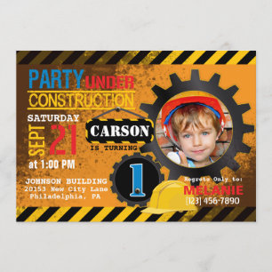 Baustellengeräte Geburtstagspartei Einladung