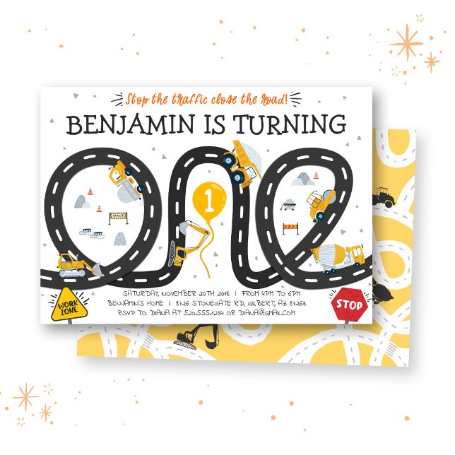 Baustraßen 1. Geburtstag Einladung (Von Creator hochgeladen)