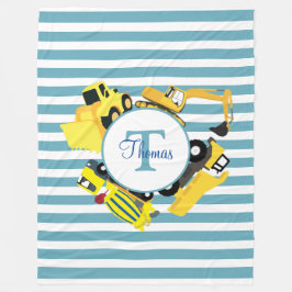 Baustuben Blauer Streifen Monogramm Fleecedecke