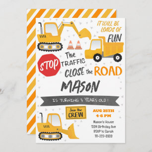 Baustumpf LKW Geburtstagseinladung Einladung