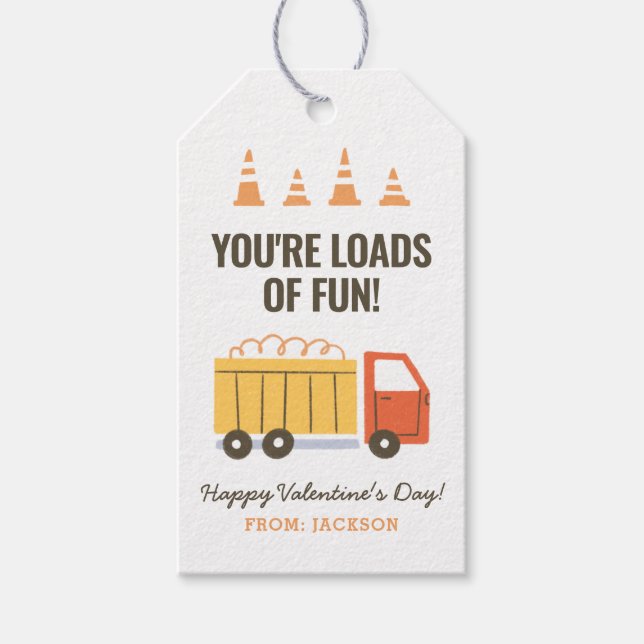 Baustumpf Lkw Kinder Klassenzimmer Valentine Geschenkanhänger (Vorderseite)