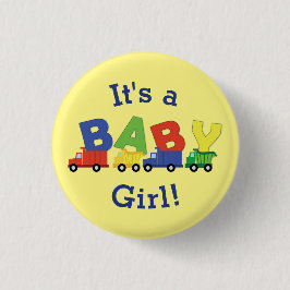 Baustumpf Truck Baby Shower Boy Button