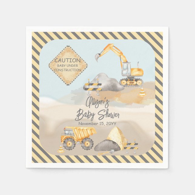 Baustumpf Truck Boy Babydusche Serviette (Vorderseite)
