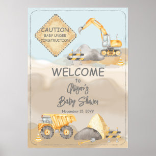 Baustumpf Truck Boy Babyduschzeichen Poster