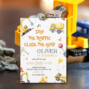 Baustumpf Truck Boy Geburtstagsparty Einladung
