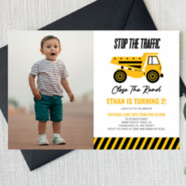 Baustumpf Truck Bulldozer Geburtstagsparty Einladung
