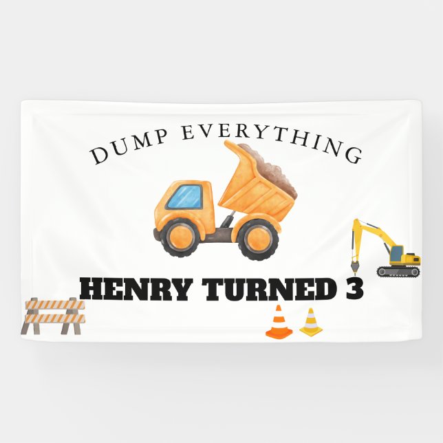 Baustumpf Truck Geburtstag Banner (Horizontal)
