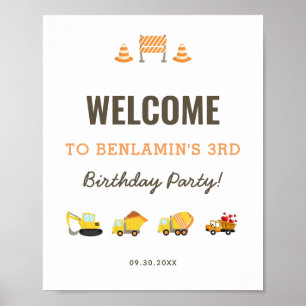 Baustumpf Truck Geburtstag Begrüßungszeichen Poster