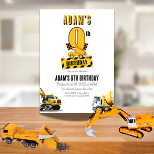 Baustumpf Truck Nineth Birthday Party Einladung