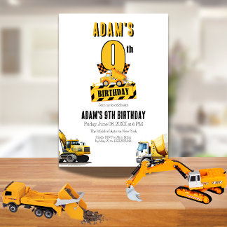 Baustumpf Truck Nineth Birthday Party Einladung