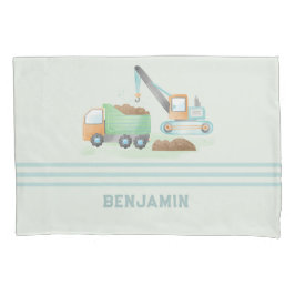 Baustumpf Truck Soft Blue Green Boy Name Kissenbezug
