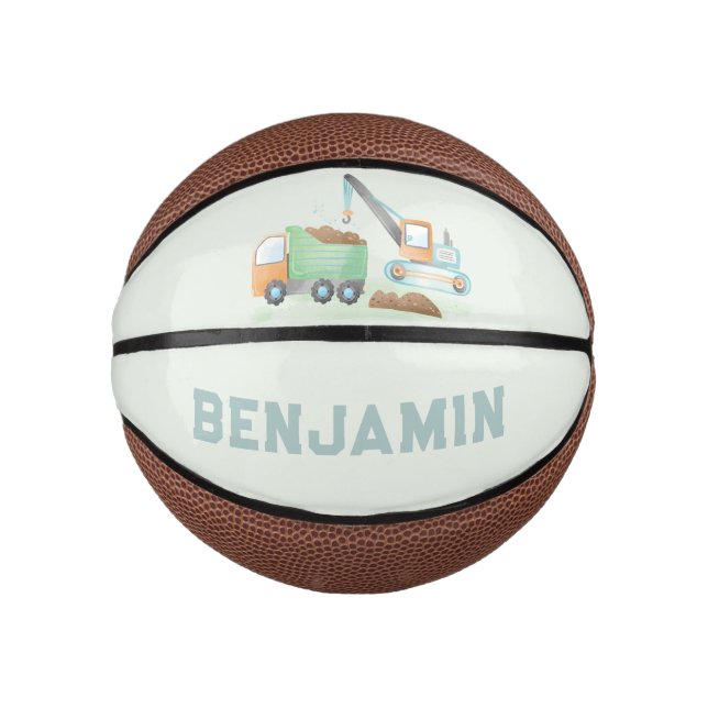 Baustumpf Truck Soft Blue Green Boy Name Mini Basketball (Vorderseite)
