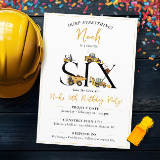 Baustumpf Trucks 6th Boy Birthday Party Einladung