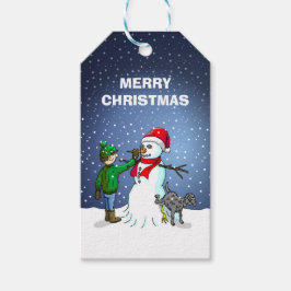 Baut einen schönen Schneemann Geschenkanhänger