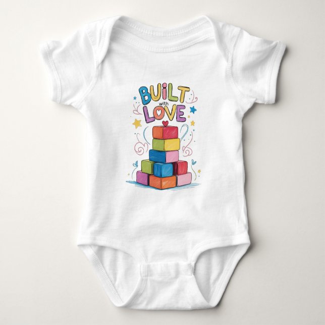 Baut mit Liebe Toy Blocks Baby Outfit Baby Strampler (Vorderseite)