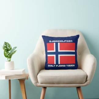 "Baute Fjord Tough" und norwegische Flagge Kissen