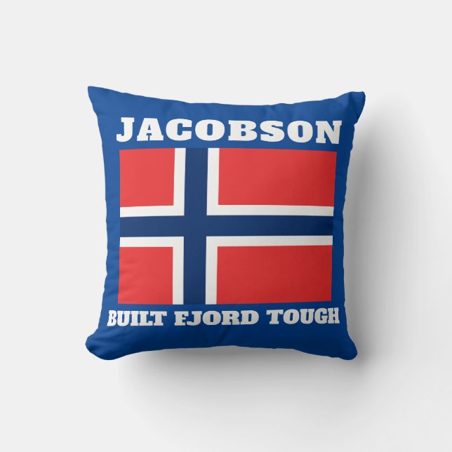 "Baute Fjord Tough" und norwegische Flagge Kissen (Vorderseite)