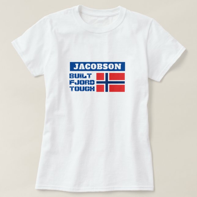 "Baute Fjord Tough" und norwegische Flagge T-Shirt (Design vorne)