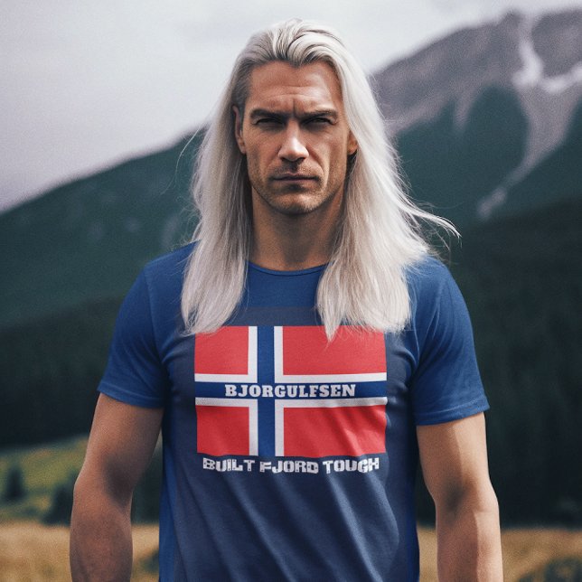 "Baute Fjord Tough" und norwegische Flagge T-Shirt (Von Creator hochgeladen)