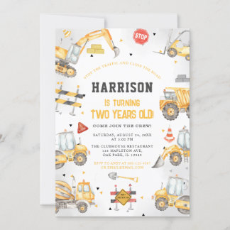 Bauthema Dump Truck Party Geburtstag Einladung