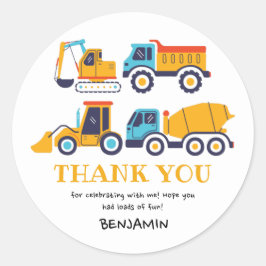 Bauthema Geburtstags-Dump Truck Gastgeschenk Runder Aufkleber