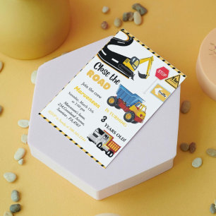 Bauthema Junge Geburtstagsparty Dump Truck Einladung