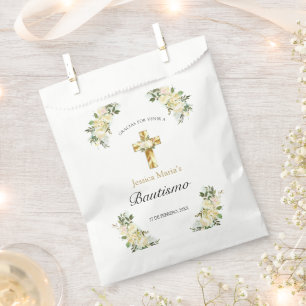 Bautismo Cruz Floral Clásica Dorada Gracias Geschenktütchen