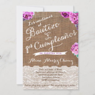 Bautizo 1er Cumpleaños, Spanisch einladen Castella Einladung