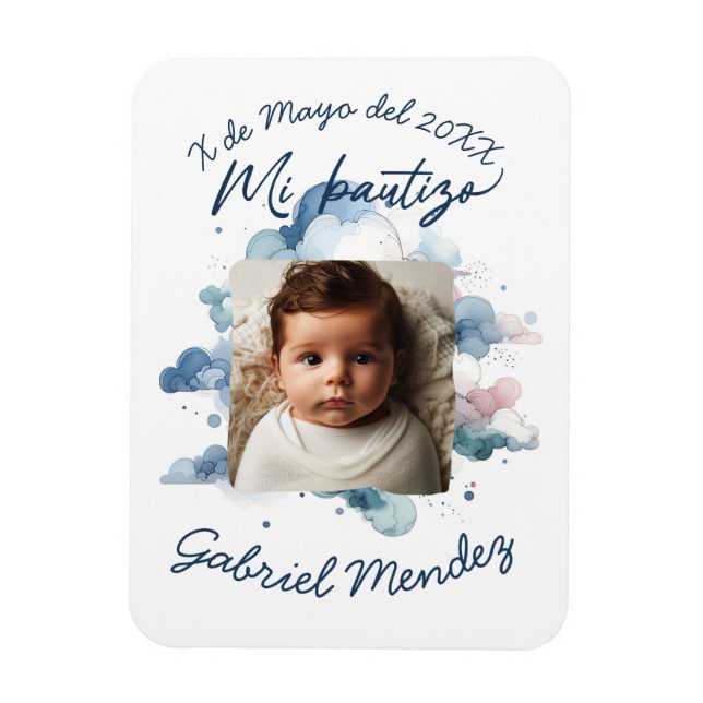 Bautizo con foto Spanische Wasserfarbe Magnet (Vertikal)