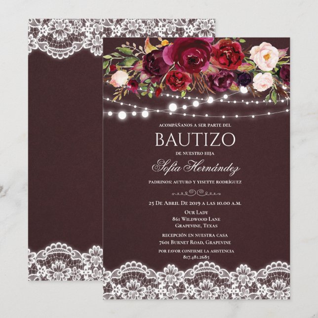 Bautizo Einladung Bautizo Invitacione De Bautizo (Vorne/Hinten)