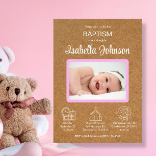 Bautizo Einladung mit Baby Girl's Foto Taufe
