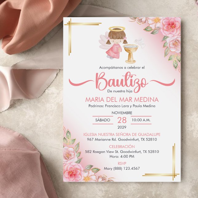 Bautizo Einladung Niedliche Blume Girl Angel Taufe (Von Creator hochgeladen)