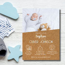 Bautizo Einladung Niedliches Foto Elegantes Boy Ta
