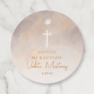 Bautizo Etiqueta para Recuerdos Morado Gefältags Geschenkanhänger