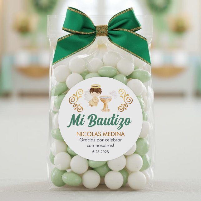 Bautizo in spanisch Niedlicher Taufe Christening L Runder Aufkleber (Von Creator hochgeladen)