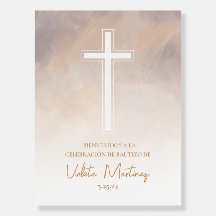 Bautizo Welcome Morado Neutral Signature Board
