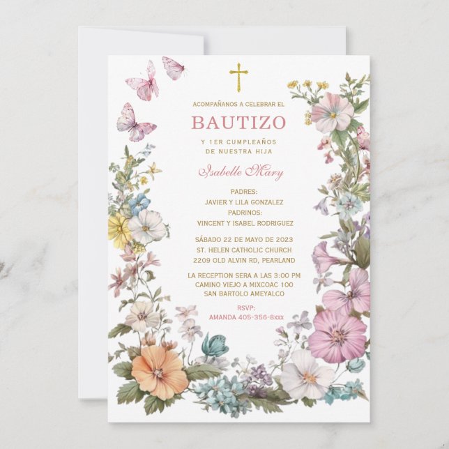 Bautizo Y Primer Añito de nuestro hija Einladung (Vorderseite)