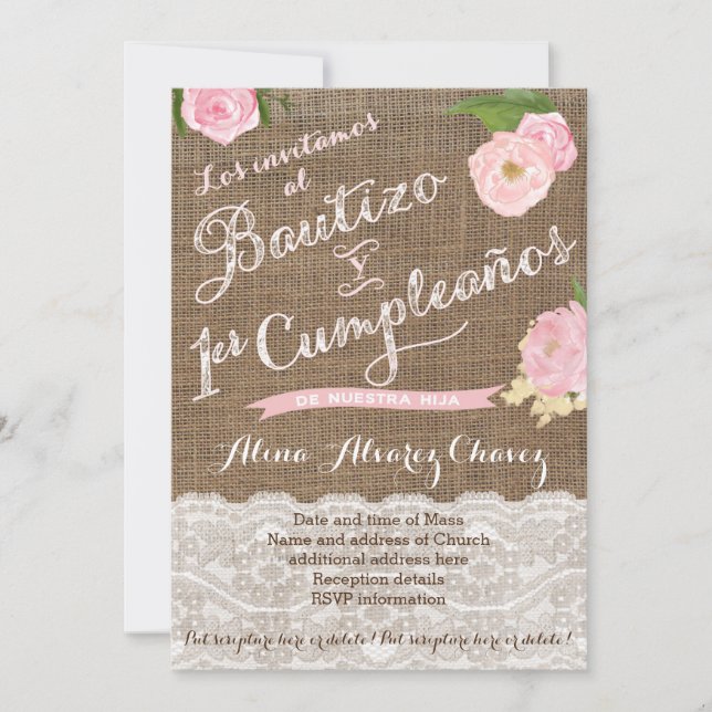 Bautizo y primer cumple, Spanisch einladen Castell Einladung (Vorderseite)
