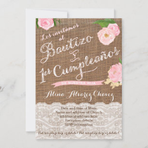 Bautizo y primer cumple, Spanisch einladen Castell Einladung