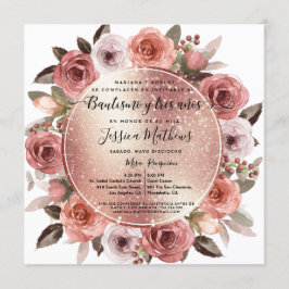 Bautizo y Tres Años Blush Rose Gold Glitzer Einladung