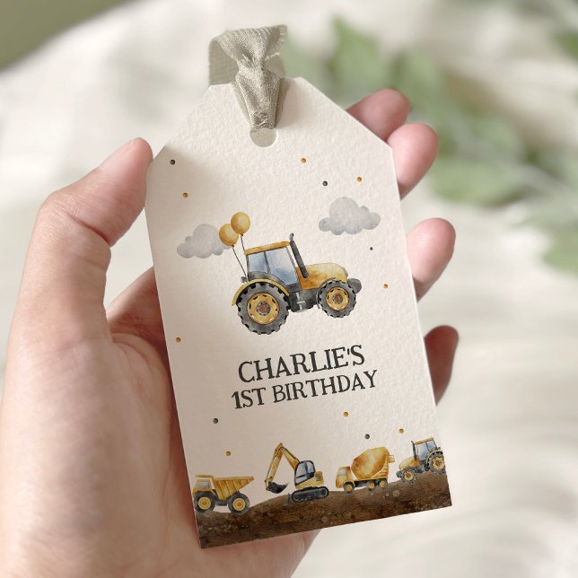 Bautransporter Einfach Minimalistischer Geburtstag Geschenkanhänger (Von Creator hochgeladen)