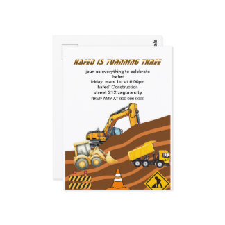 Bautransporter Einladung zum Geburtstag, Ausgraben Postkarte
