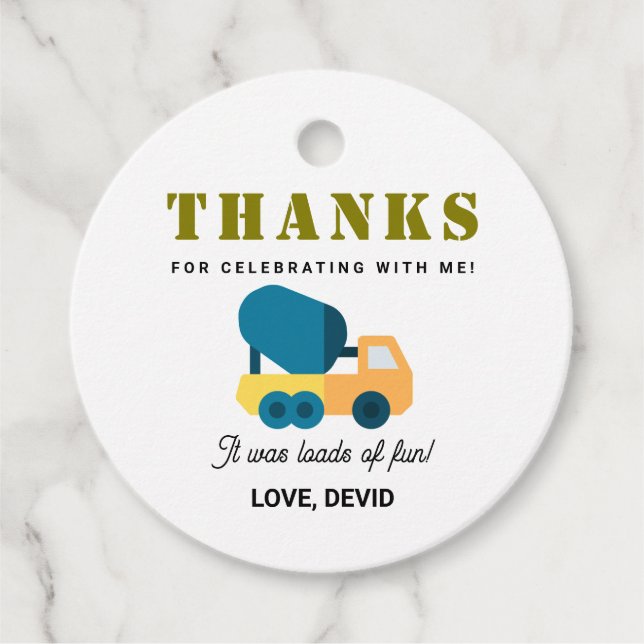 Bautransporter Geburtstagsbegünstigen Tags Geschenkanhänger (Vorderseite)