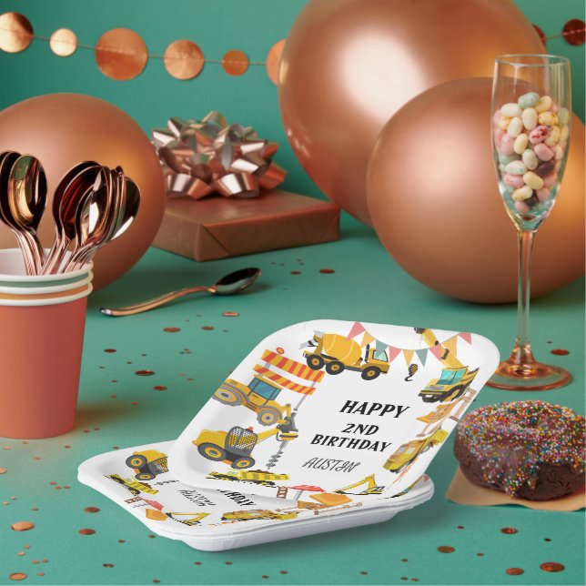 Bautransporter | KINDERGEBURTSTAG PARTY Pappteller (Multi)